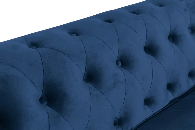 Chesterfield Lyx 3-seter Fløyelssofa – Dyp sofa - Blå - Møbler - Sofaer - Fløyel sofaer