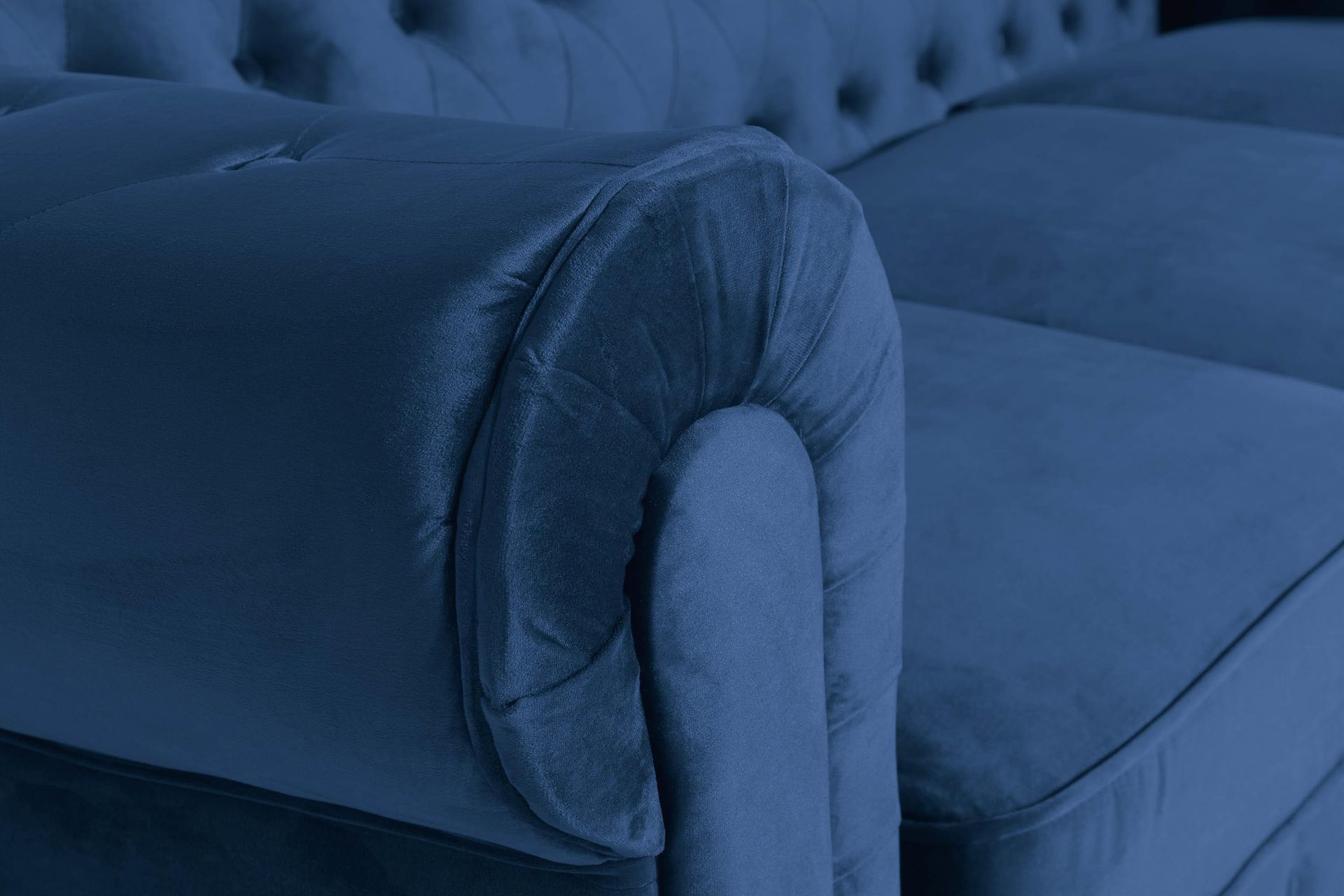 Chesterfield Lyx 3-seter Fløyelssofa – Dyp sofa - Blå - Møbler - Sofaer - Fløyel sofaer