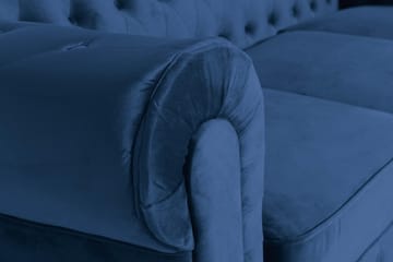 Chesterfield Lyx 3-seter Fløyelssofa – Dyp sofa - Blå - Møbler - Sofaer - Fløyel sofaer