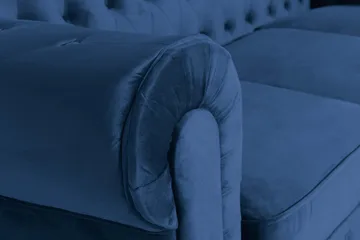 Chesterfield Lyx 3-seter Fløyelssofa – Dyp sofa - Blå - Møbler - Sofaer - Fløyel sofaer