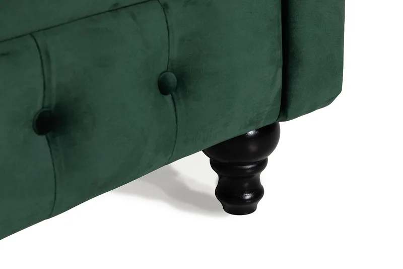 Chesterfield Lyx 3-seter Fløyelssofa – Dyp sofa - Grønn - Møbler - Sofaer - Fløyel sofaer