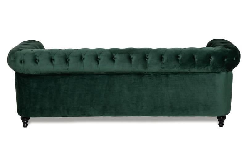 Chesterfield Lyx 3-seter Fløyelssofa – Dyp sofa - Grønn - Møbler - Sofaer - Fløyel sofaer
