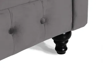 Chesterfield Lyx 3-seter Fløyelssofa – Dyp sofa - Mørkegrå - Møbler - Sofaer - Fløyel sofaer