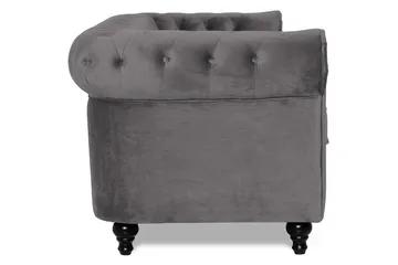 Chesterfield Lyx 3-seter Fløyelssofa – Dyp sofa - Mørkegrå - Møbler - Sofaer - Fløyel sofaer