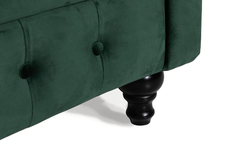 Chesterfield Lyx 3-seter Fløyelssofa – Dyp sofa - Mørkegrønn / Grønn - Møbler - Sofaer - Fløyel sofaer