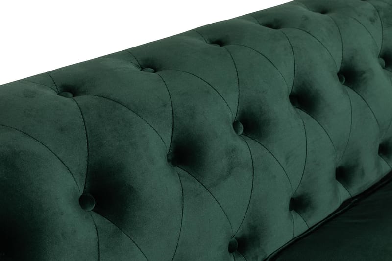 Chesterfield Lyx 3-seter Fløyelssofa – Dyp sofa - Mørkegrønn / Grønn - Møbler - Sofaer - Sofa 3 seter