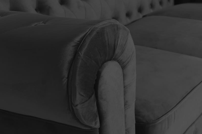 Chesterfield Lyx 3-seter Fløyelssofa – Dyp sofa - Svart - Møbler - Sofaer - Fløyel sofaer