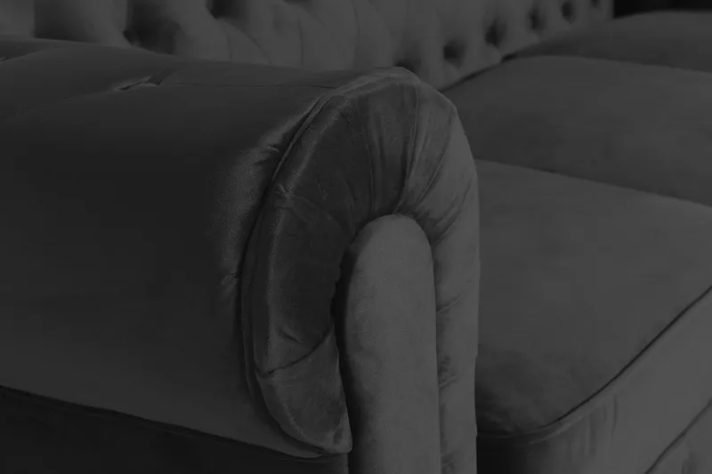 Chesterfield Lyx 3-seter Fløyelssofa – Dyp sofa - Svart - Møbler - Sofaer - Sofa 3 seter