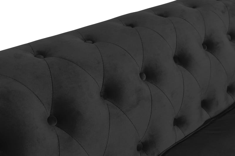 Chesterfield Lyx 3-seter Fløyelssofa – Dyp sofa - Svart - Møbler - Sofaer - Fløyel sofaer