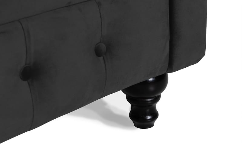 Chesterfield Lyx 3-seter Fløyelssofa – Dyp sofa - Svart - Møbler - Sofaer - Fløyel sofaer