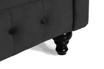 Chesterfield Lyx 3-seter Fløyelssofa – Dyp sofa - Svart - Møbler - Sofaer - Sofa 3 seter