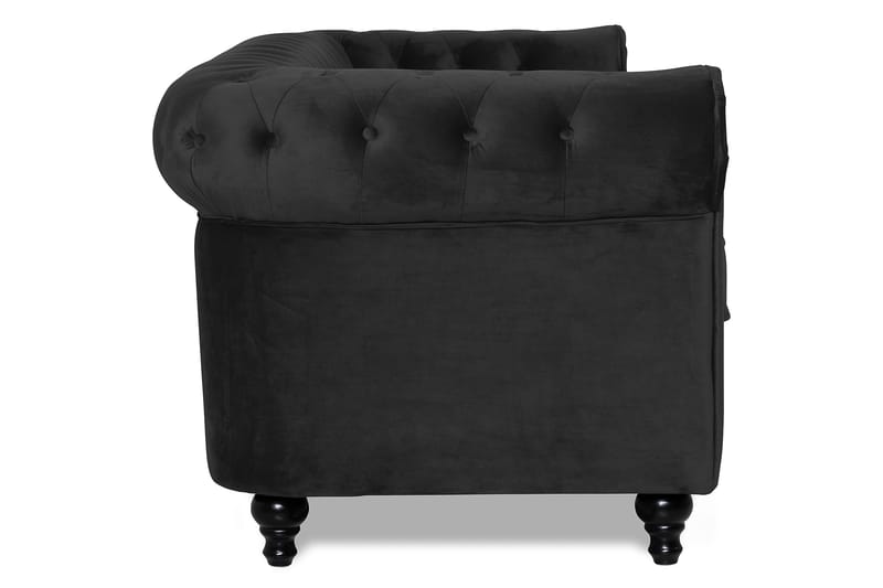 Chesterfield Lyx 3-seter Fløyelssofa – Dyp sofa - Svart - Møbler - Sofaer - Fløyel sofaer