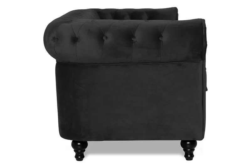Chesterfield Lyx 3-seter Fløyelssofa – Dyp sofa - Svart - Møbler - Sofaer - Sofa 3 seter