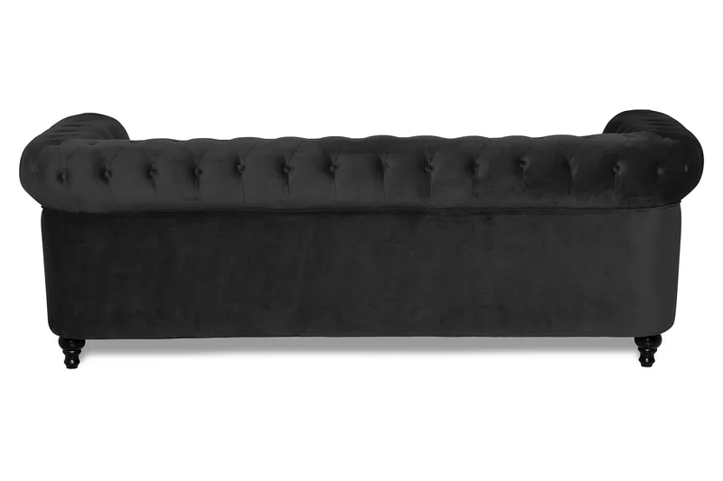 Chesterfield Lyx 3-seter Fløyelssofa – Dyp sofa - Svart - Møbler - Sofaer - Sofa 3 seter