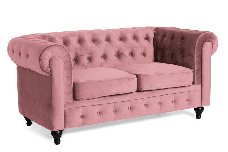 Chesterfield Lyx Fløyelssofa 2-seter - Rostrosa - Møbler - Sofaer - Fløyel sofaer