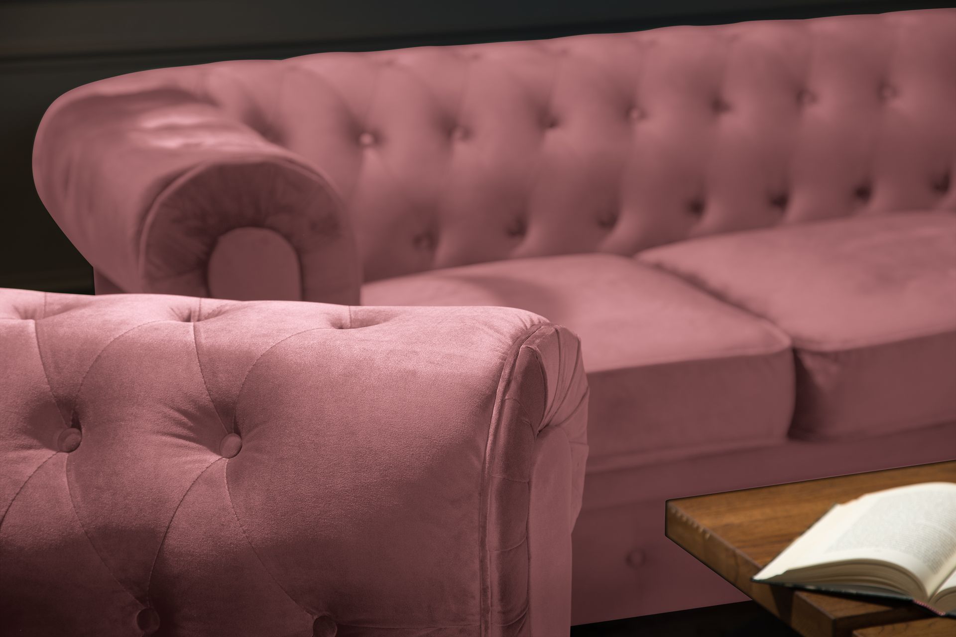 Chesterfield Lyx Fløyelssofa 2-seter - Rostrosa - Møbler - Sofaer - Fløyel sofaer
