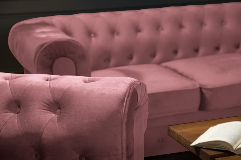 Chesterfield Lyx Fløyelssofa 2-seter - Rostrosa - Møbler - Sofaer - Fløyel sofaer