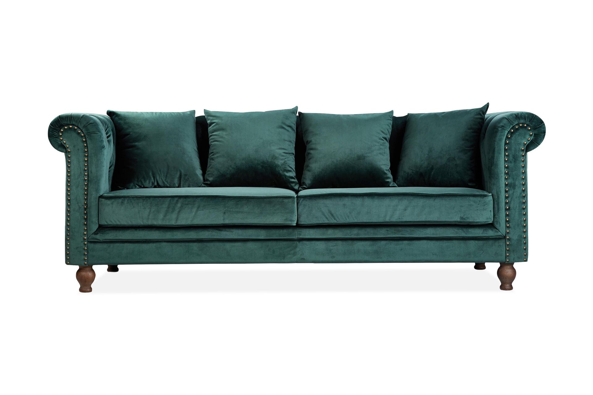 Chesterfield-sofa uten divan og sjeselong Venture Home Velvet fløyelssofa 3-seter Grön -