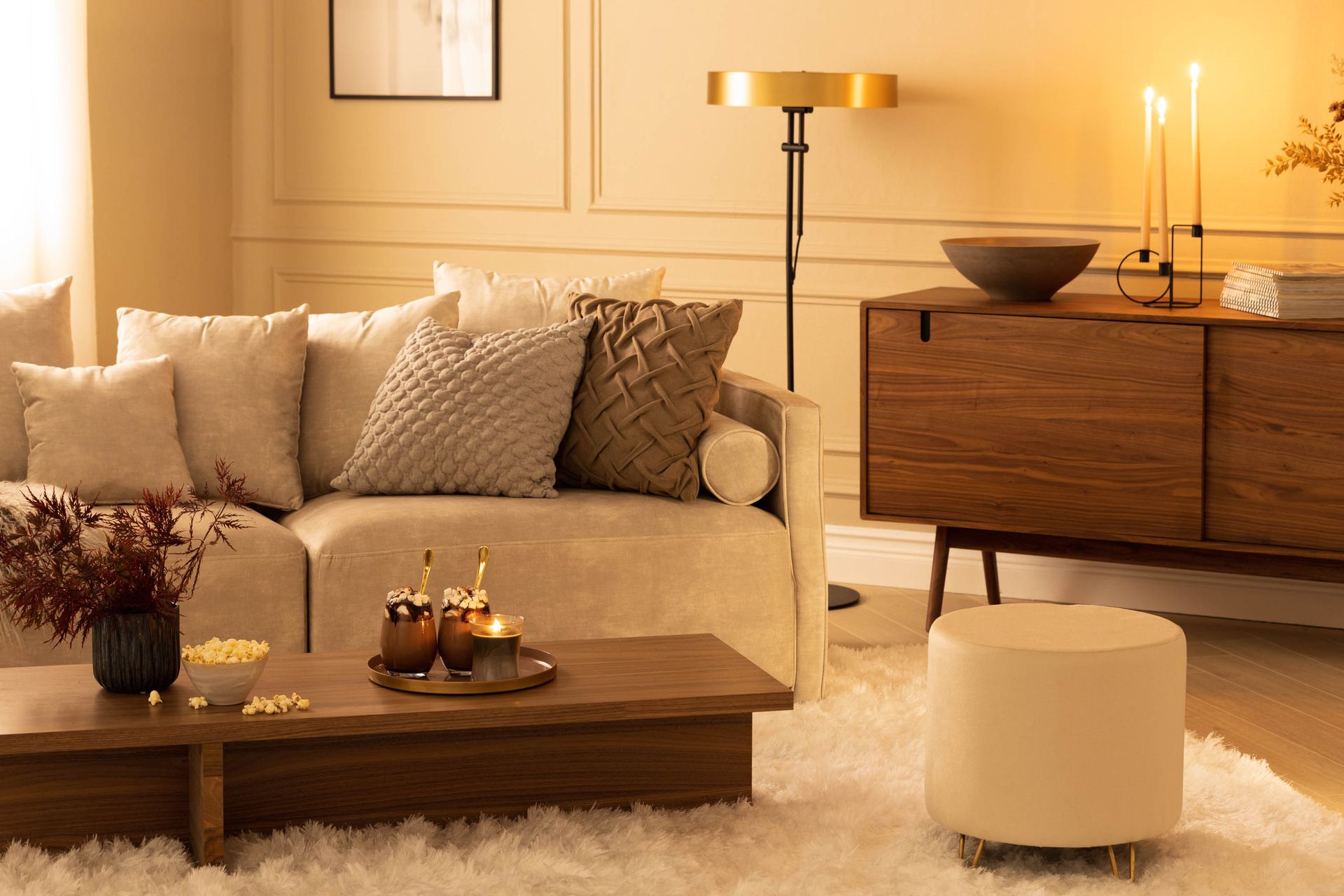 Chowchow 3-seters Fløyelssofa - Beige/Svart - Møbler - Sofaer - Fløyel sofaer