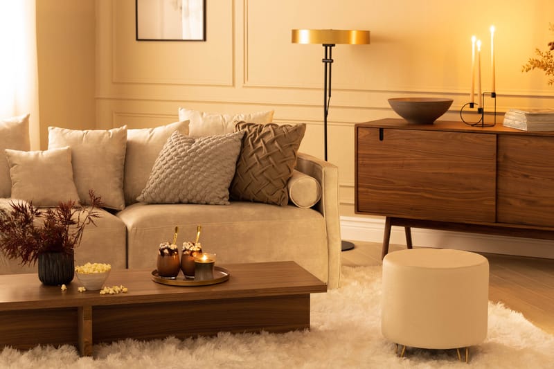 Chowchow 3-seters Fløyelssofa - Beige/Svart - Møbler - Sofaer - Fløyel sofaer