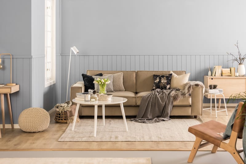 Cloudia Fløyelssofa 4-seters - Beige - Møbler - Sofaer - Fløyel sofaer