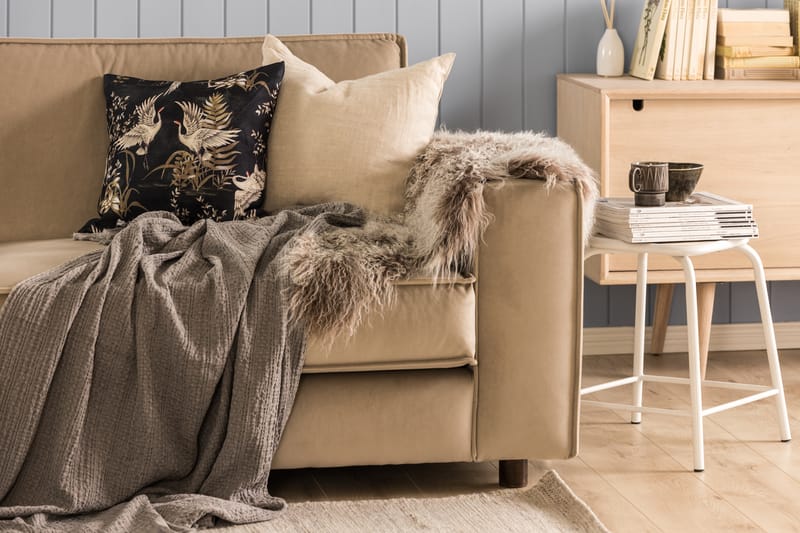 Cloudia Fløyelssofa 4-seters - Beige - Møbler - Sofaer - Fløyel sofaer