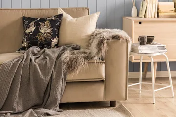 Cloudia Fløyelssofa 4-seters - Beige - Møbler - Sofaer - Fløyel sofaer