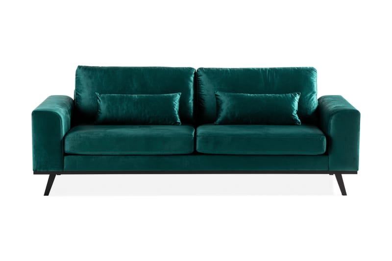 Copenhagen 3-seters Sofa Fløyel - Grønn - Fløyel sofaer - Sofa 3 seter