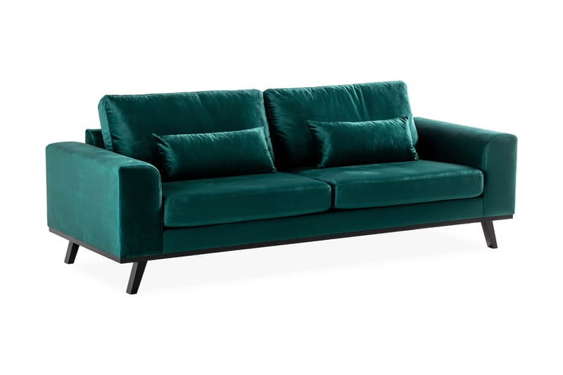 Copenhagen 3-seters Sofa Fløyel - Grønn - Fløyel sofaer - Sofa 3 seter