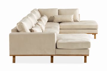 Copenhagen 5-seters Høyrevendt U-formet Large Sofa med Divan og Sjeselong i Fløyel - Beige - Møbler - Sofaer - Fløyel sofaer