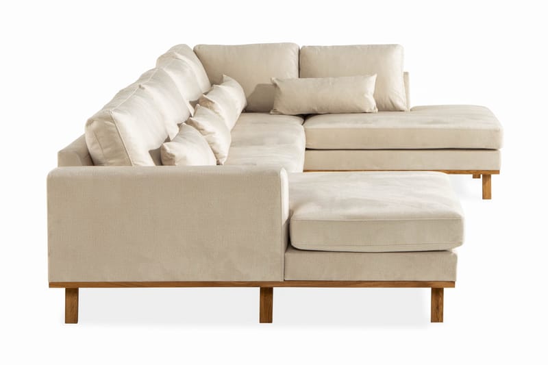 Copenhagen 5-seters Høyrevendt U-formet Large Sofa med Divan og Sjeselong i Fløyel - Beige - Møbler - Sofaer - Fløyel sofaer