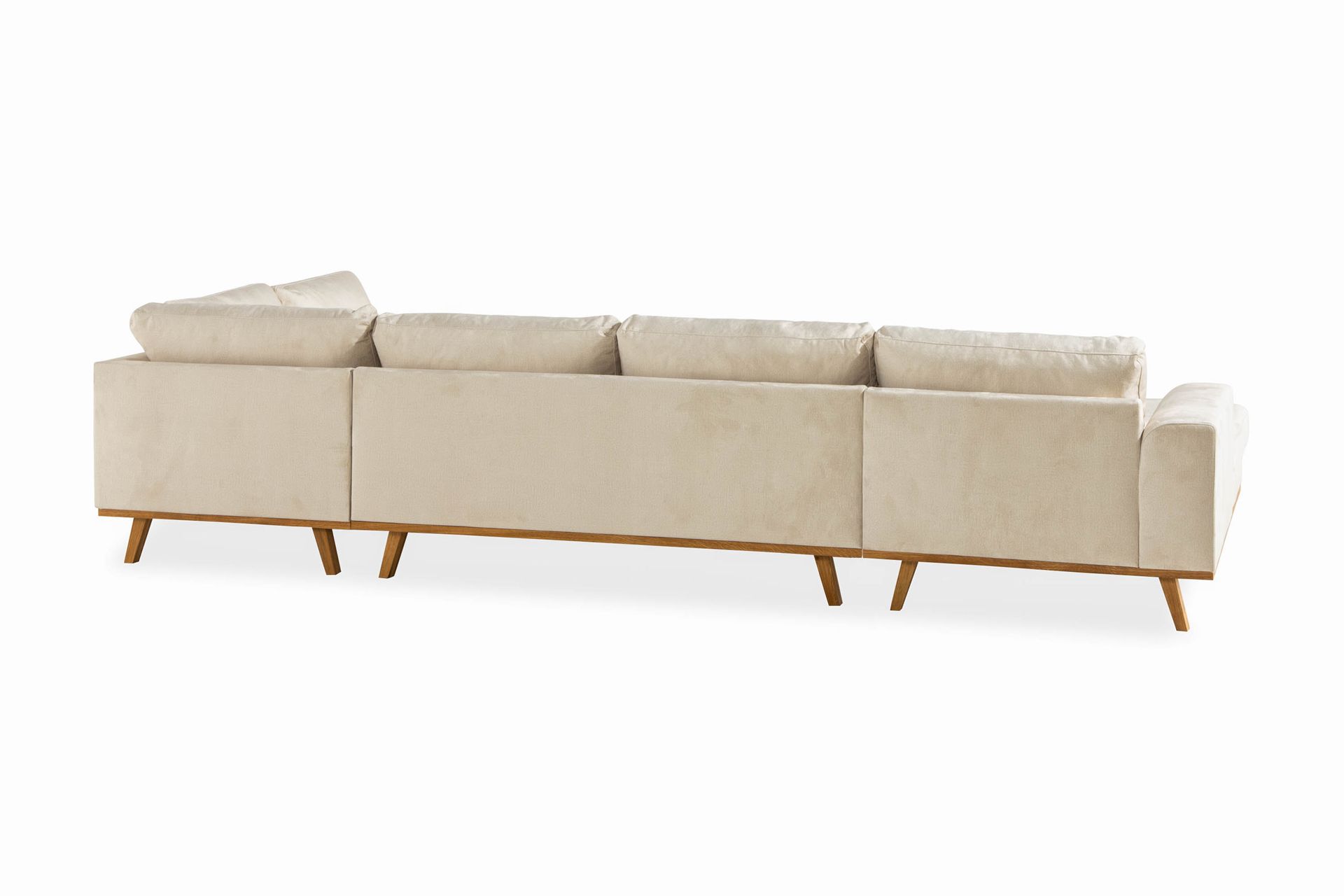 Copenhagen 5-seters Høyrevendt U-formet Large Sofa med Divan og Sjeselong i Fløyel - Beige - Møbler - Sofaer - Fløyel sofaer