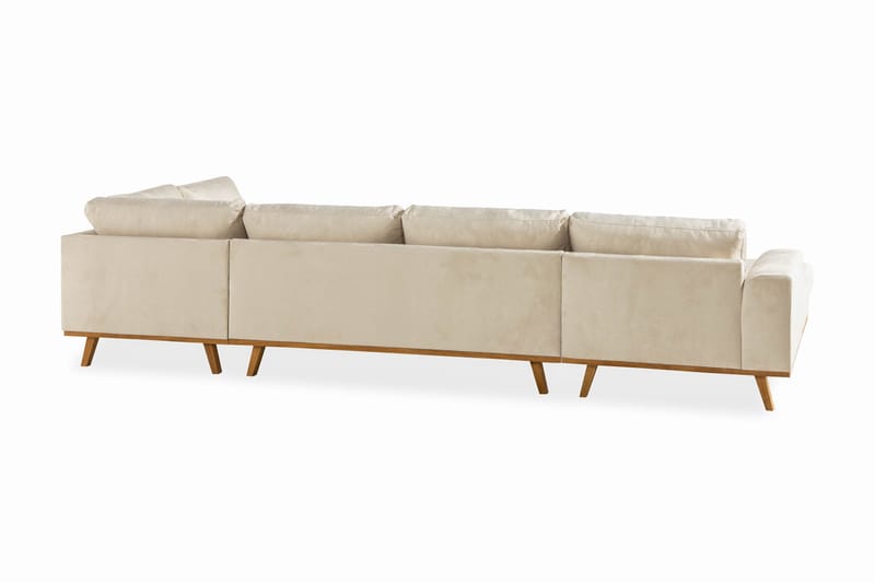 Copenhagen 5-seters Høyrevendt U-formet Large Sofa med Divan og Sjeselong i Fløyel - Beige - Møbler - Sofaer - Fløyel sofaer