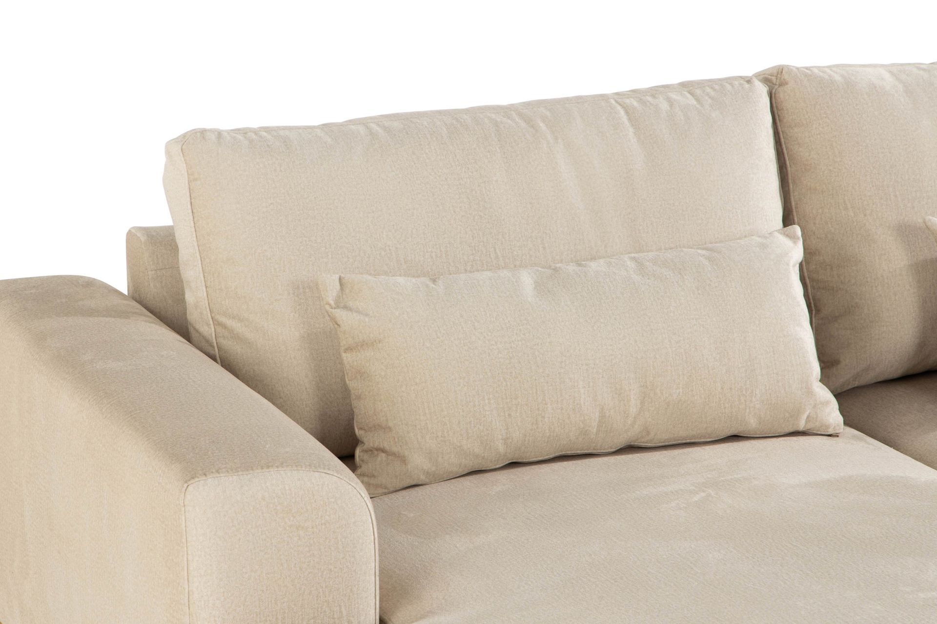 Copenhagen 5-seters Høyrevendt U-formet Large Sofa med Divan og Sjeselong i Fløyel - Beige - Møbler - Sofaer - Fløyel sofaer