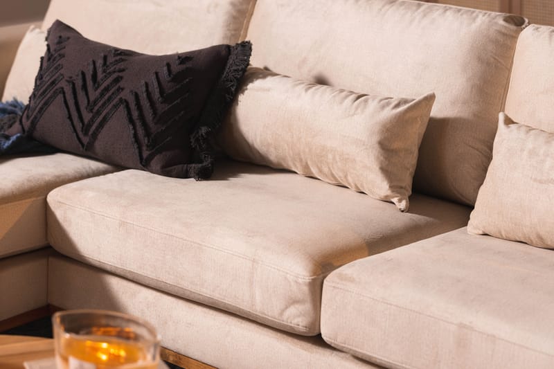 Copenhagen 5-seters Høyrevendt U-formet Large Sofa med Divan og Sjeselong i Fløyel - Beige - Møbler - Sofaer - Fløyel sofaer