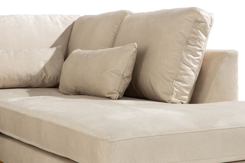 Copenhagen 5-seters Høyrevendt U-formet Sofa med Divan og Sjeselong i Fløyel - Beige - Møbler - Sofaer - Fløyel sofaer