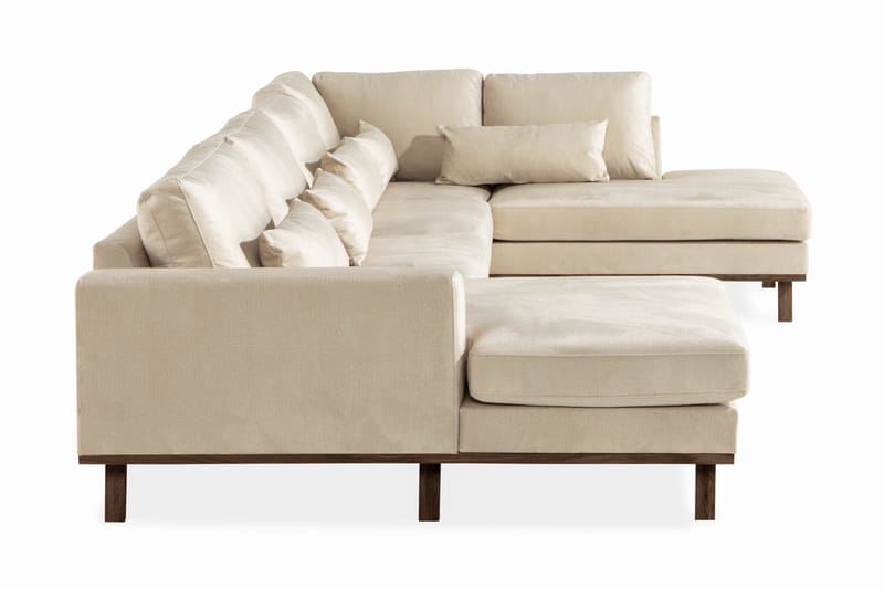 Copenhagen 5-seters Høyrevendt U-formet Sofa med Divan og Sjeselong i Fløyel - Beige - Møbler - Sofaer - Fløyel sofaer