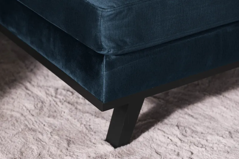 Copenhagen 5-seters Høyrevendt U-formet Sofa med Divan og Sjeselong i Fløyel - Blå - Møbler - Sofaer - Fløyel sofaer