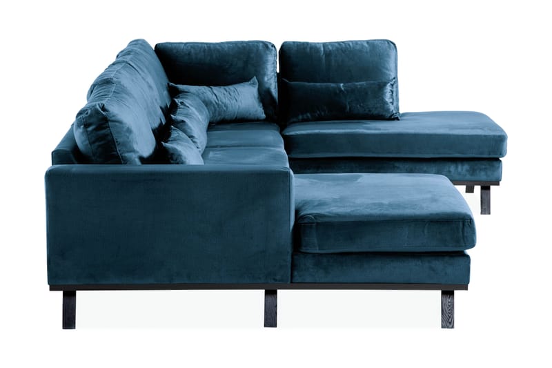 Copenhagen 5-seters Høyrevendt U-formet Sofa med Divan og Sjeselong i Fløyel - Blå - Møbler - Sofaer - Fløyel sofaer