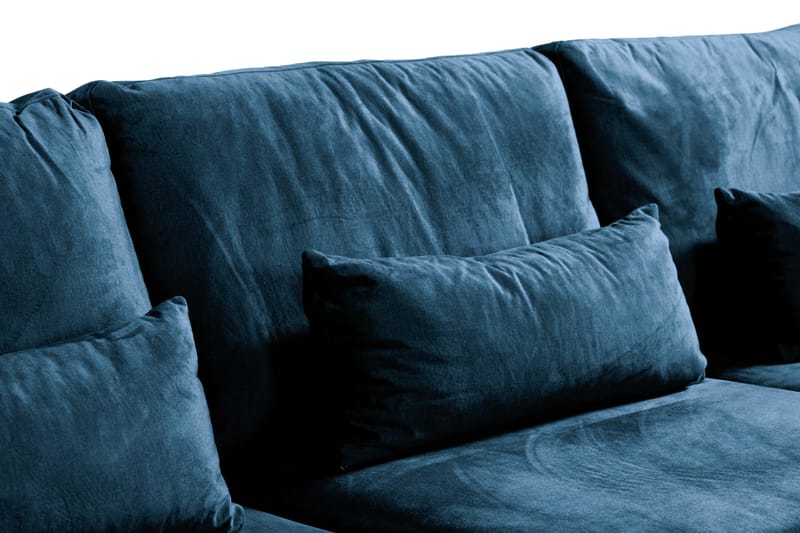 Copenhagen 5-seters Høyrevendt U-formet Sofa med Divan og Sjeselong i Fløyel - Blå - Møbler - Sofaer - Fløyel sofaer