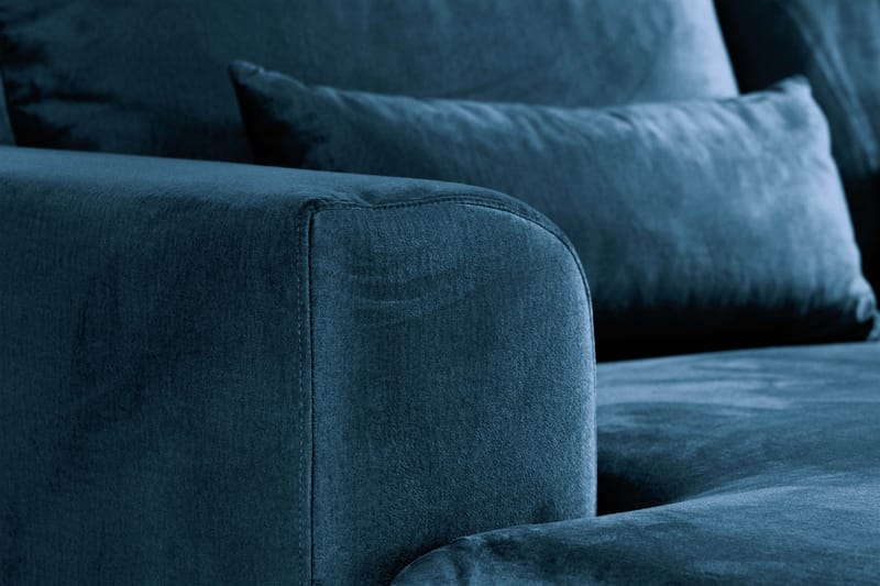Copenhagen 5-seters Høyrevendt U-formet Sofa med Divan og Sjeselong i Fløyel - Blå - Møbler - Sofaer - Fløyel sofaer