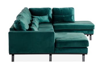 Copenhagen 5-seters Høyrevendt U-formet Sofa med Divan og Sjeselong i Fløyel - Grønn - Møbler - Sofaer - Fløyel sofaer