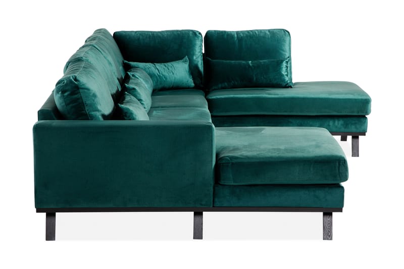 Copenhagen 5-seters Høyrevendt U-formet Sofa med Divan og Sjeselong i Fløyel - Grønn - Møbler - Sofaer - Fløyel sofaer