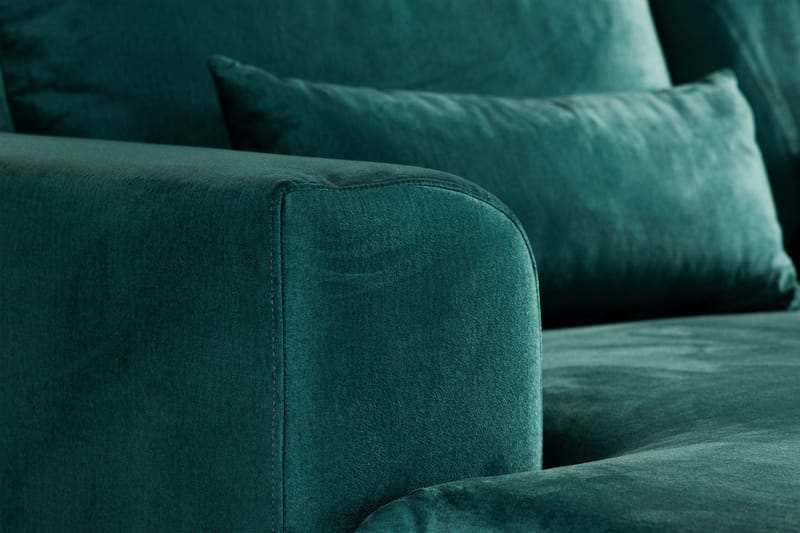 Copenhagen 5-seters Høyrevendt U-formet Sofa med Divan og Sjeselong i Fløyel - Grønn - Møbler - Sofaer - Fløyel sofaer