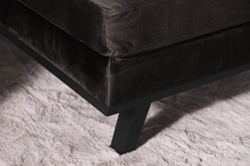 Copenhagen 5-seters Høyrevendt U-formet Sofa med Divan og Sjeselong i Fløyel - Mørk grå - Møbler - Sofaer - Fløyel sofaer