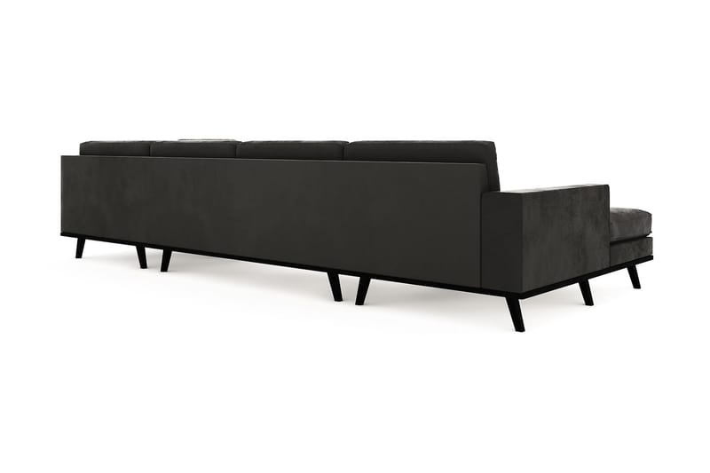 Copenhagen 5-seters Høyrevendt U-formet Sofa med Divan og Sjeselong i Fløyel - Mørk grå - Møbler - Sofaer - Fløyel sofaer