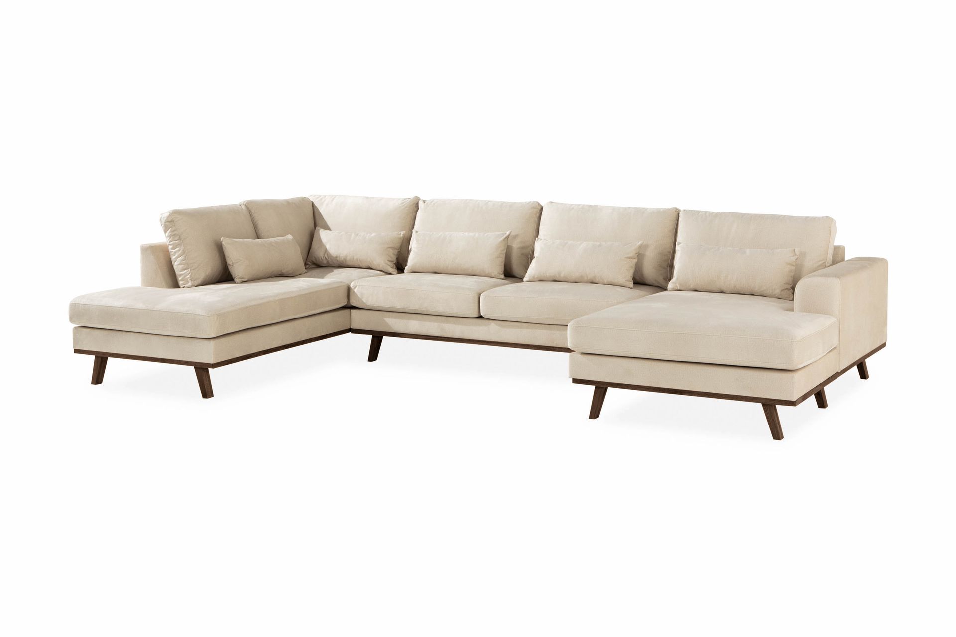 Copenhagen 5-seters Venstrevendt U-formet Large Sofa med Divan og Sjeselong i Fløyel - Beige - Møbler - Sofaer - Fløyel sofaer