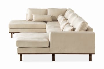 Copenhagen 5-seters Venstrevendt U-formet Large Sofa med Divan og Sjeselong i Fløyel - Beige - Møbler - Sofaer - Fløyel sofaer