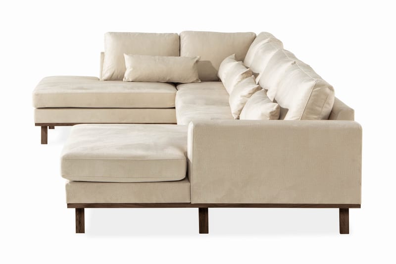 Copenhagen 5-seters Venstrevendt U-formet Large Sofa med Divan og Sjeselong i Fløyel - Beige - Møbler - Sofaer - Fløyel sofaer
