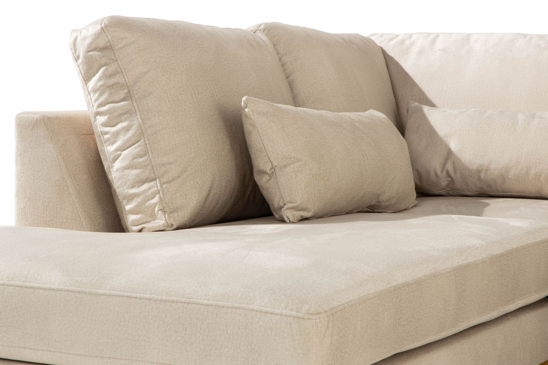 Copenhagen 5-seters Venstrevendt U-formet Large Sofa med Divan og Sjeselong i Fløyel - Beige - Møbler - Sofaer - Fløyel sofaer